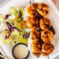 Shrimp Teriyaki Meal · A dish with eight large marinated shrimp, grilled to perfection. Covered in fresh teriyaki s...
