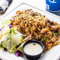 Chicken Fried Rice Meal · Chicken grilled and diced then served in a special fried rice dish containing flavors of ses...