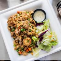 Combo Fried Rice Meal · Your choice of two proteins, grilled and served in a special fried rice dish containing flav...
