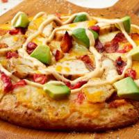 California Chicken & Avocado Pizza · Included: Chicken, Bacon, Lite Mayo, Cheddar, Mozzarella, Avocado, Roasted Red Peppers, Chip...
