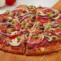 Supreme Pizza · Included: Marinara, Mozzarella, Mushrooms, Green Peppers, Onions, Pepperoni, Italian Sausage.