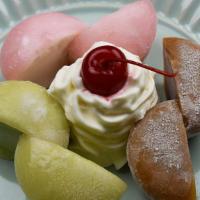 Mochi Ice Cream · A choice of green tea, strawberry, red bean, mango, and chocolate (3 per order).