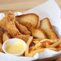 Chicken Tender Plate · Fried or grilled chicken tenders. Served with fries and Texas toast. Served with ranch dress...