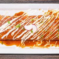 Omg Burrito · Large flour tortilla wrapped in your choice of steak or chicken, with black beans, rice, gua...