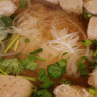  Meatballs · Prepared with rice noodles with beef meatballs for a succulent delicious soup.
