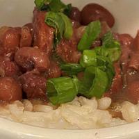 Red Beans & Rice · From scratch red beans and rice. (Contains Pork)