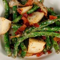 Rockin Green Beans · Southern style green beans with bacon, potatoes, and onion. (Contains Pork)