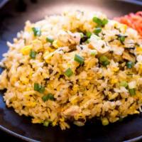 Takana Fried Rice · Takana-mustard leaf, onions, green onions, egg, chopped chashu pork with rice.