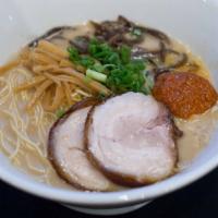 Spicy Tonkotsu · Creamy pork broth with spicy sauce, thin noodles.