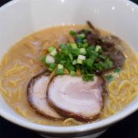 Miso Ramen · Light pork broth with miso flavor, thick noodles.