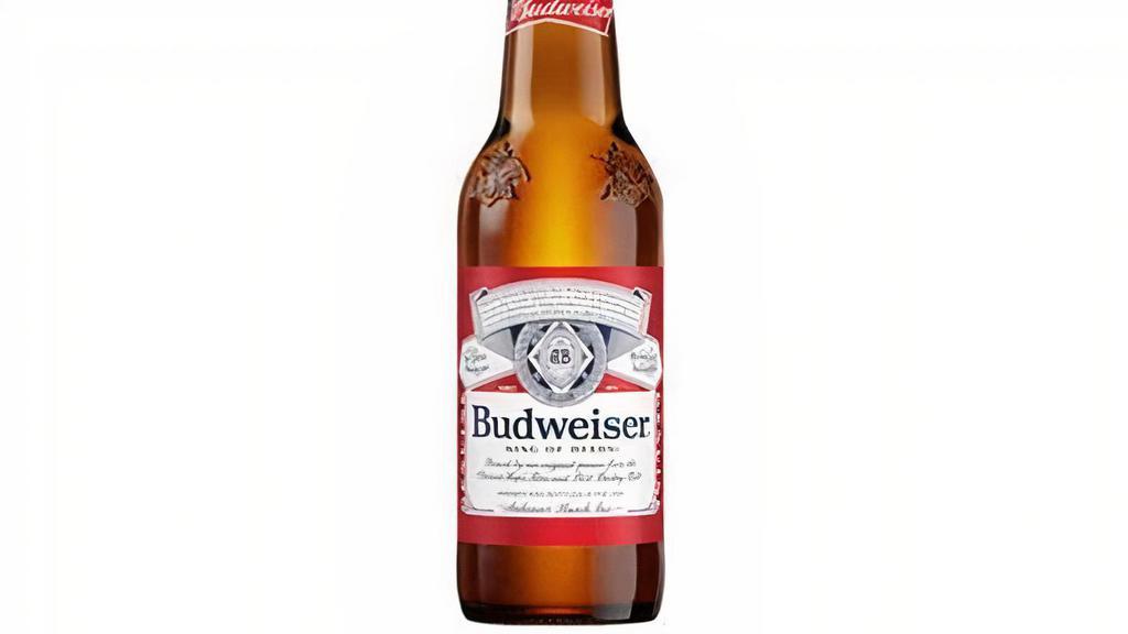 Budweiser · Brewed with high-quality barley malt, a premium blend of hops, rice, and water. Contains 5% ABV and 145 calories and zero grams of fat per serving.