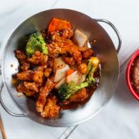 Mandarin Chicken · Spicy.  Fried chicken breast, broccoli, carrots & onions in sweet sesame sauce.