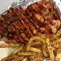 Chicken Strips (6) & Fries · Strips of fresh, boneless chicken breast cooked to serve, grilled, or tossed in chef's south...