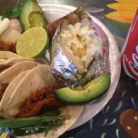 Tacos Al Pastor Combo · Tacos include an order of 4 tacos green onions, a jalapeño stuffed with cheese and wrapped i...