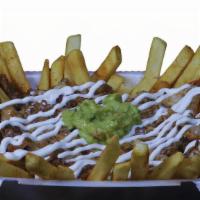 Loaded Fries · Protein, fries, cheese, pico De gallo and sour cream.