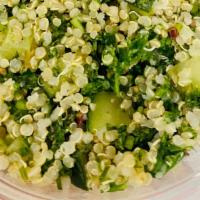 Quinoa Tabbouleh · Filling keto salad traditional mediterranean flavors. Quinoa, cucumbers, parsley, mint, pink...