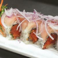 Albacore Special Roll · Spicy, raw. In: spicy tuna, gobo & jalapeno. Out: albacore, red onion, garlic ponzu.