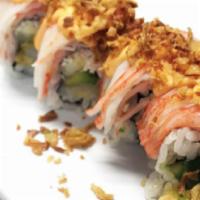 New York Crunch Roll · Spicy. In: shrimp tempura, crab, avocado, cucumber
Out: stick crab, crispy fried onion, spic...