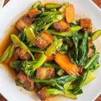 Pad Kanar · served with JASMINE rice. Stir-fried Chinese broccoli with brown sauce.