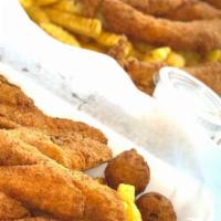 50 Piece Family Basket · 50 Piece Family Basket Served with fries, bread, pickles, peppers, hushpuppies and fish sauce.