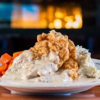 Chicken Fried Chicken · chipotle pepper gravy, your choice of two sides
