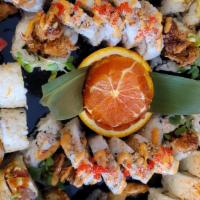 Ultimate Fun Platter · For a party of six to seven people. Edamame, gyoza six pieces, spicy tuna roll, fusion roll,...