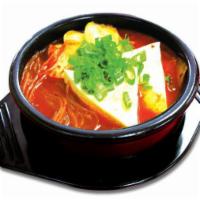 Kimchi Stew · A spicy soup made with fermented Kimchi, pork, tofu, and vegetable.