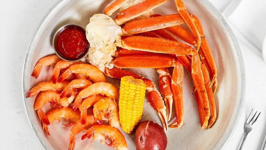Snow Crab & Shrimp Boil · 1 lb of crab, 1/2 lb of boiled shrimp, corn & potato