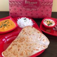 Paneer Makhani Plate · Homemade cubed cheese in a rich and flavorful tomato creamy gravy served with rice and your ...