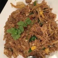 Basil Fried Rice · Savory mix of white rice, egg, onions, basil, bamboo shoots, mushrooms, baby corn, and bell ...