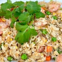 Shrimp Or Chicken Fried Rice · Fried rice serve with shrimp or chicken, broccoli, carrot and green onion