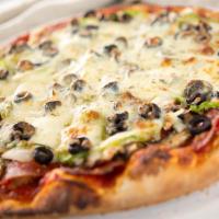 Classic Combo Pizza · Gourmet Italian sausage, pepperoni, mushroom, onion, bell pepper and black olive.