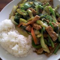Lemongrass Sauce With Tofu · Spicy level two. Served with white rice.