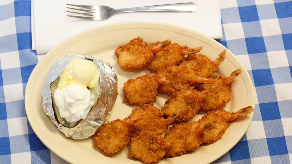 Shrimp Basket Dinner · Approx half lb. of crispy fried golden shrimp.