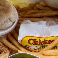 Four Express Tenders Combo Meal · Served with choice of 1 regular side, gravy, a biscuit or roll, and a 32 oz drink.