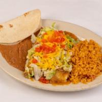 Soft Tacos · Two soft corn tortillas filled with chicken or beef, covered with salsa Monterey, and topped...