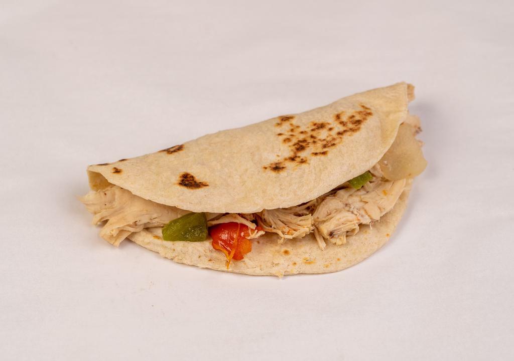 Soft Chicken Taco · With lettuce tomato and cheese.
