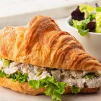 Croissant | Chicken Salad Sandwich · Chunks of grilled chicken breast, water chestnuts, celery, pecans, and green onions, mixed i...