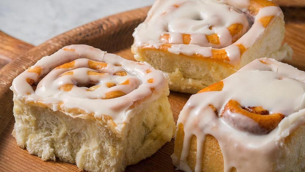Cinnamon Roll · Traditional cinnamon rolls glazed and iced with homemade cream cheese icing.