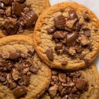 Peanut Butter Cookie · Homemade peanut butter cookie with crushed Reese’s Peanut Butter Cups on top.