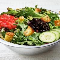 Garden Salad · mixed field greens & romaine | olives | tomatoes | cucumber | croutons | ranch dressing.