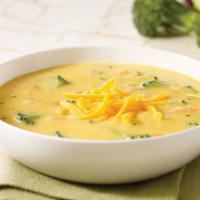 Broccoli & Cheese Soup · Creamy blend of cheddar cheese and broccoli florets. Topped with cheddar cheese.