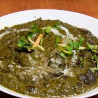 Saag · Gluten-free. Ground spinach based curry with garlic and onion flavor.