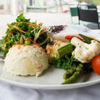 Vegetarian · Gluten free and vegetarian. Mixed seasonal vegetables. (pictured with: rice side+ potato sal...