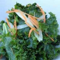 Kale Salad · Gluten free. Carrots, onions, white balsamic vinaigrette.
