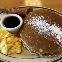 House Made Pancakes · Straight up or build your own! Add any of our delicious toppings for only $1. Choice of Appl...