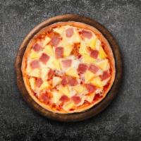 Medium Honolulu Pizza  · Medium Honolulu pizza topped with Canadian bacon, smoked bacon, sweet pineapple, cheddar che...