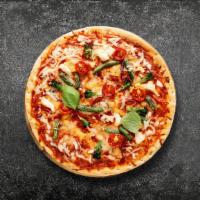 Large The Farm House Pizza · Large veggie pizza topped with black olives, red onions, green peppers, basil, tomatoes, mus...