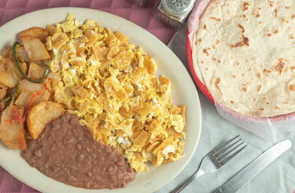 Migas Plate · Corn tortilla strips mixed with fresh scrambled egg.
