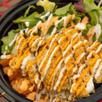 Chick N' Rice Bowl · Fried chicken on top of rice lettuce, tomato and spicy mayo. Choice of original fried chicke...